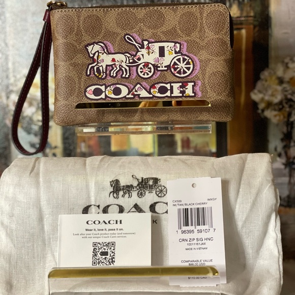 Coach Handbags - Coach Signature Canvas Wristlet with Horse & Carriage – New With Tags